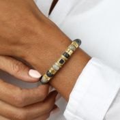 Picasso Jasper Women Name Bracelet with Nano Bible [18K Gold Plated]