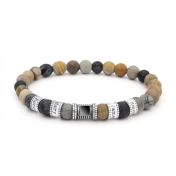 Picasso Jasper Women Name Bracelet with Nano Bible [Silver]