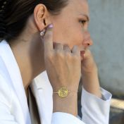 Precious Spot Engraved Map Bracelet [14 Karat Gold]