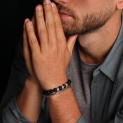 Beaded Black Bracelet for men with engravings of your choice
