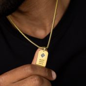 Engraved Tag Necklace for Men with Nano Bible - 18K Gold Vermeil