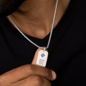 Engraved Tag Necklace for Men with Nano Bible - Sterling Silver