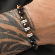 Green Tiger Eye Men Name Bracelet