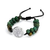 Turquoise Engraved Map Men Bracelet [Sterling Silver]
