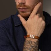 Wanderer's Journey Men Name Bracelet - Brown Leather