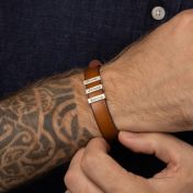 Wanderer's Journey Men Name Bracelet - Brown Leather