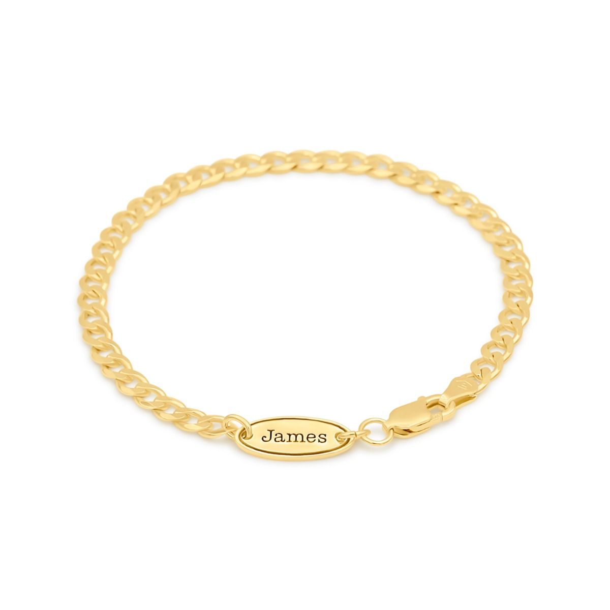 Curb Chain Bracelet with Custom Nameplate [Gold Plated] - 3.5MM
