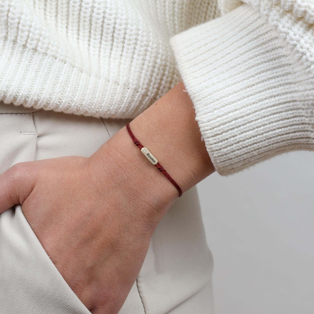 My Story Diamond Name Bracelet - Red [14 Karat Gold]