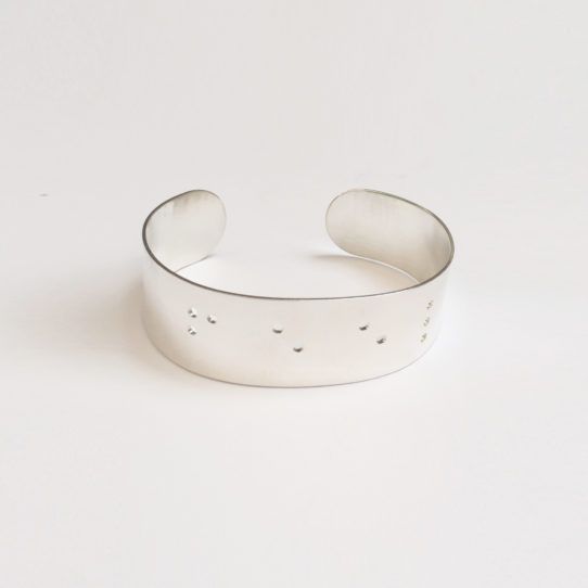 Wide Inspiration Braille Cuff - Silver Plated