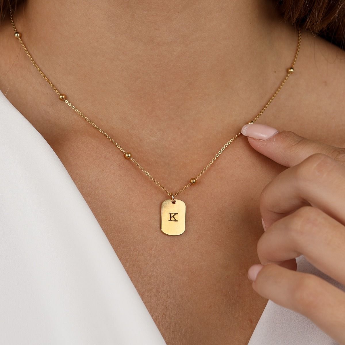 Classic Tag Initial Necklace [18K Gold Vermeil]