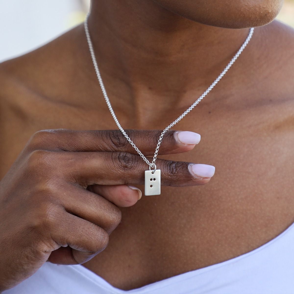 Classic Braille Initial Necklace - Sterling Silver