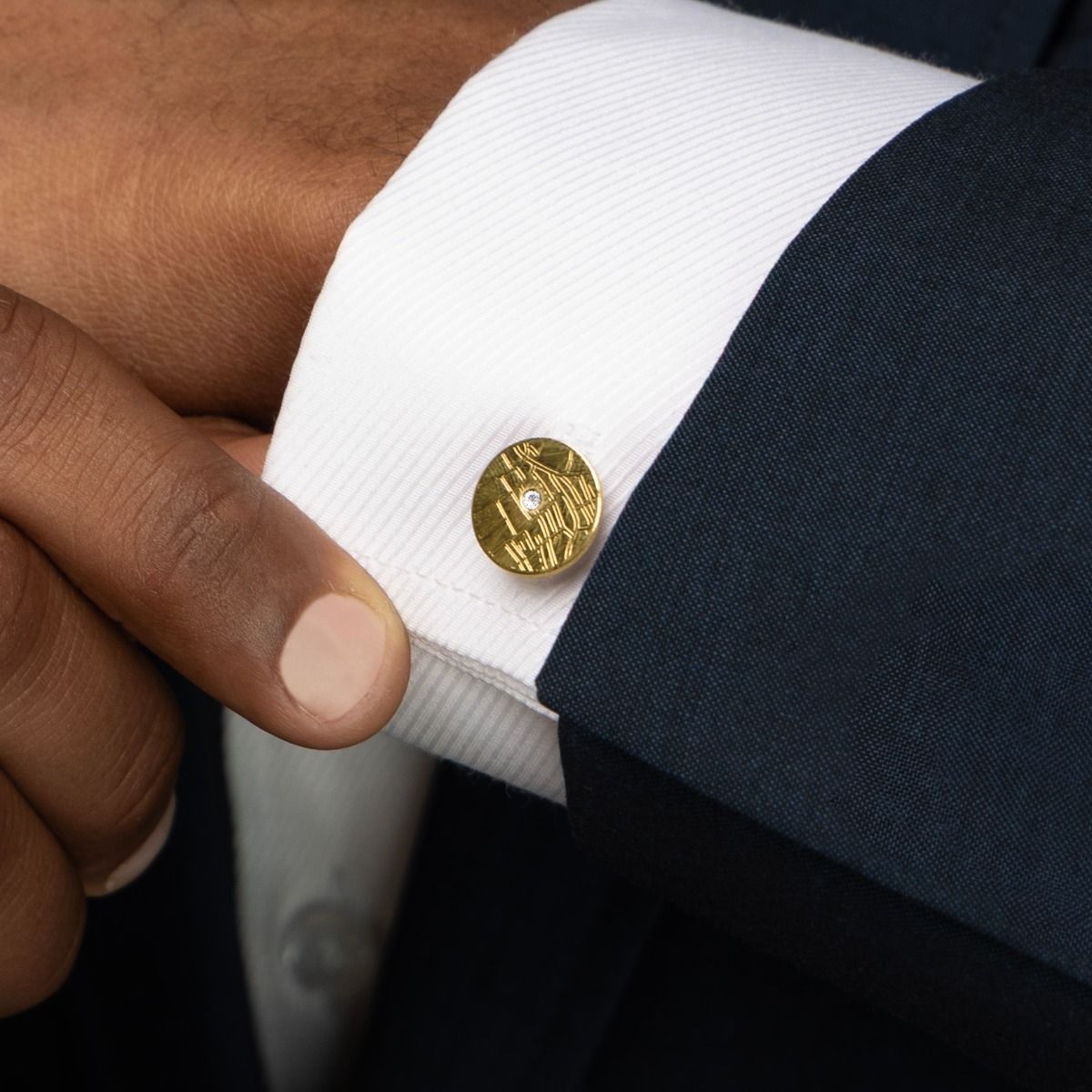 Navigator's Map Etched Cufflinks [18K Gold Vermeil]