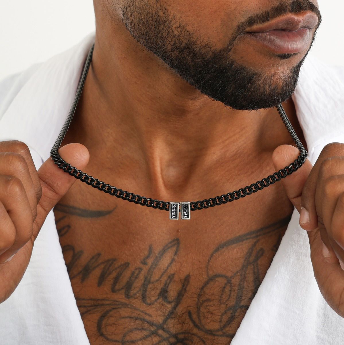 Dark Cuban Link Chain With Names - 6MM