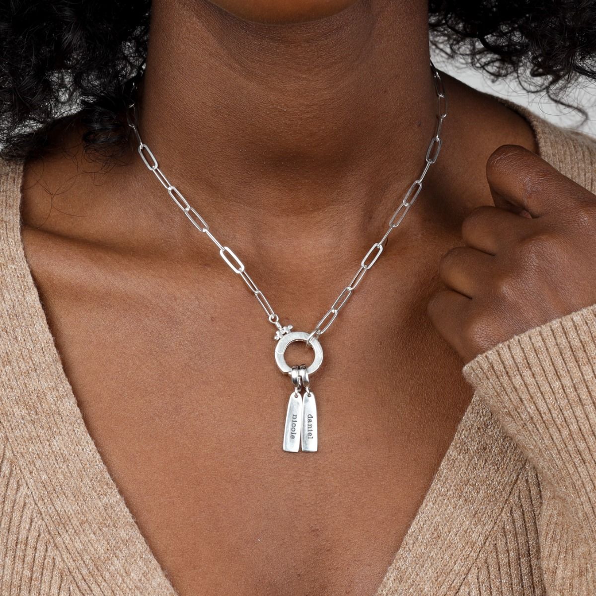 Vertical Bar Name Charm [Sterling Silver]