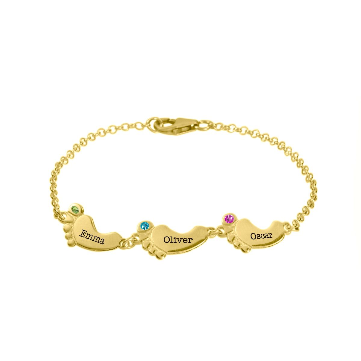 Family Path Name and Birthstone Bracelet [18K Gold Plated]