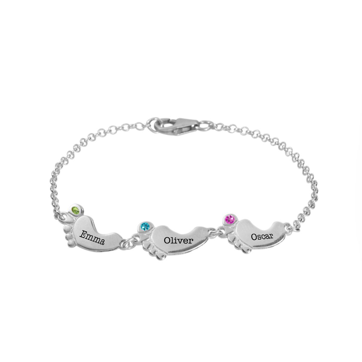Family Path Name and Birthstone Bracelet [Sterling Silver]