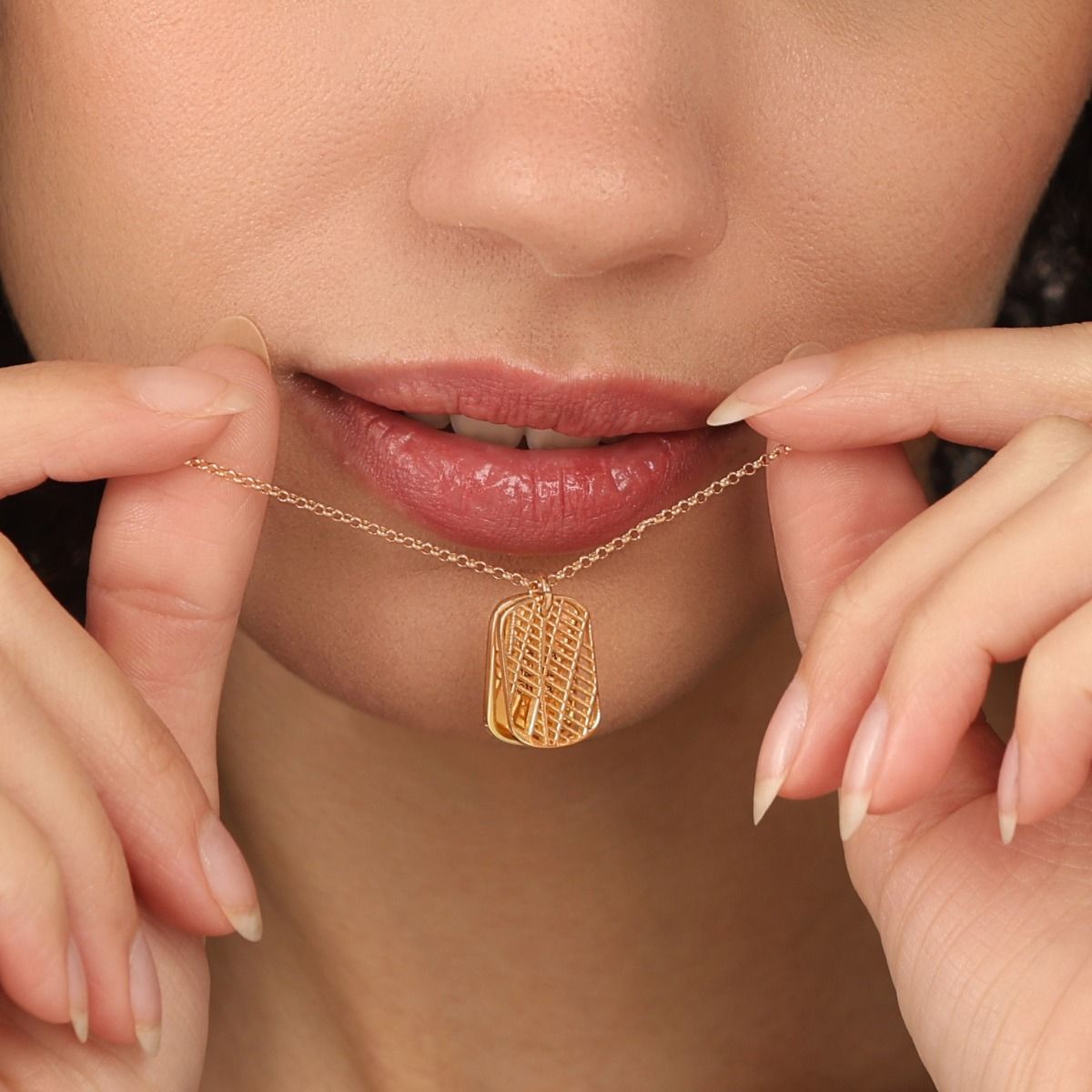 Small Map Tag Engraved Necklace [18K Gold Plated]