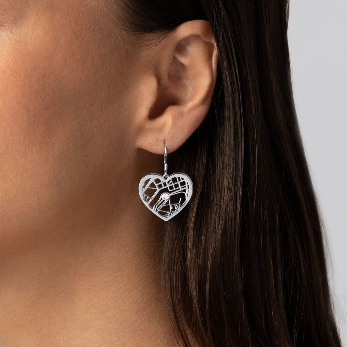 Ties of Heart Map Earrings [Sterling Silver]