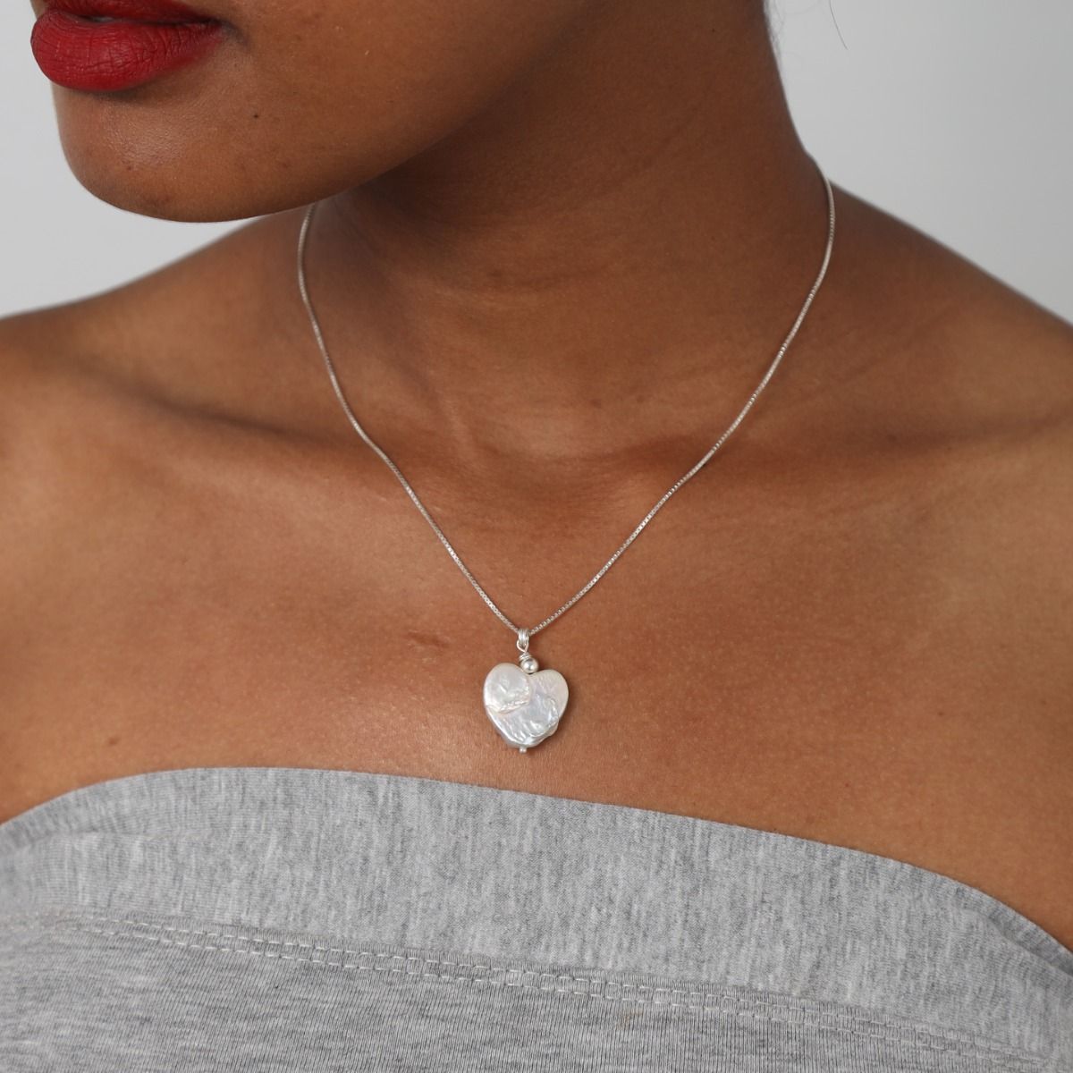 Heart of Pearl Necklace - Sterling Silver