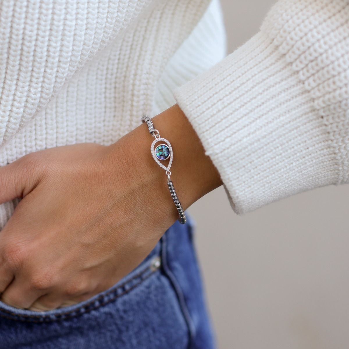 Hypnos Evil Eye Hematite Bracelet