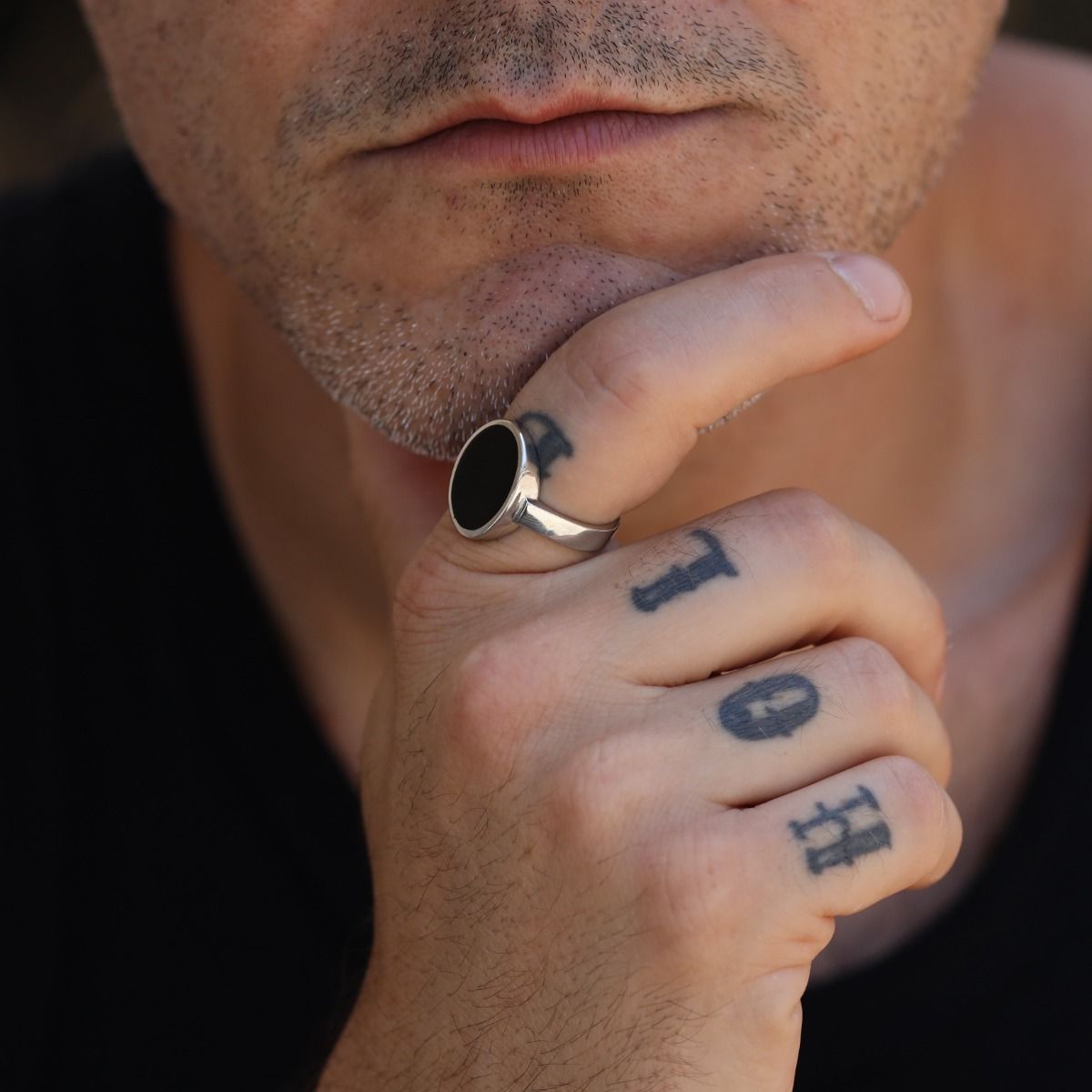 Jayden Onyx Men Ring - Sterling Silver