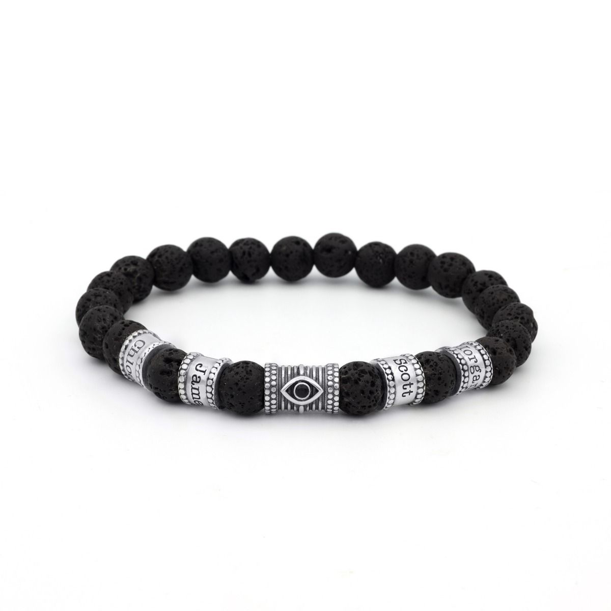 Lava Stone Evil Eye Women Name Bracelet