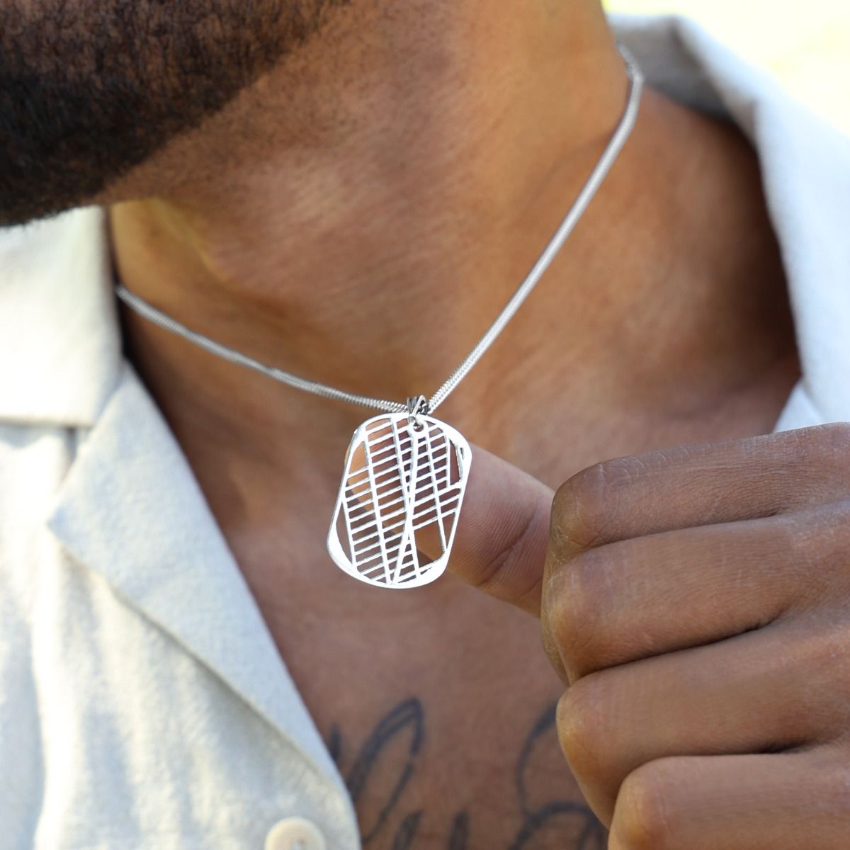 Classic Map Tag Necklace - Sterling Silver