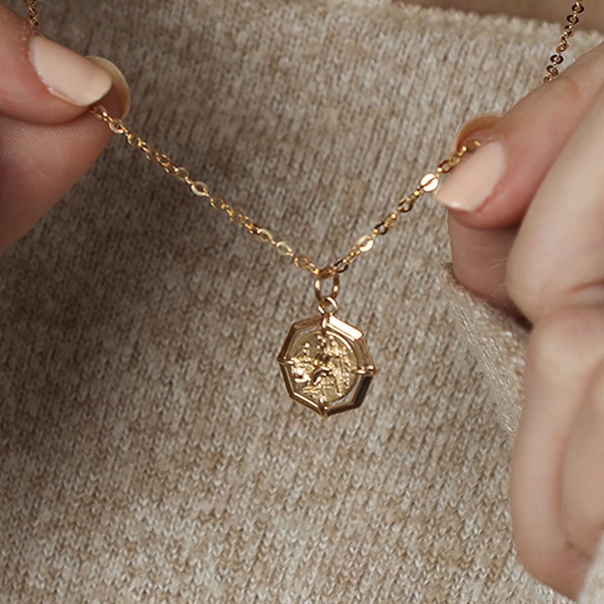 Octagon Roman Coin Necklace