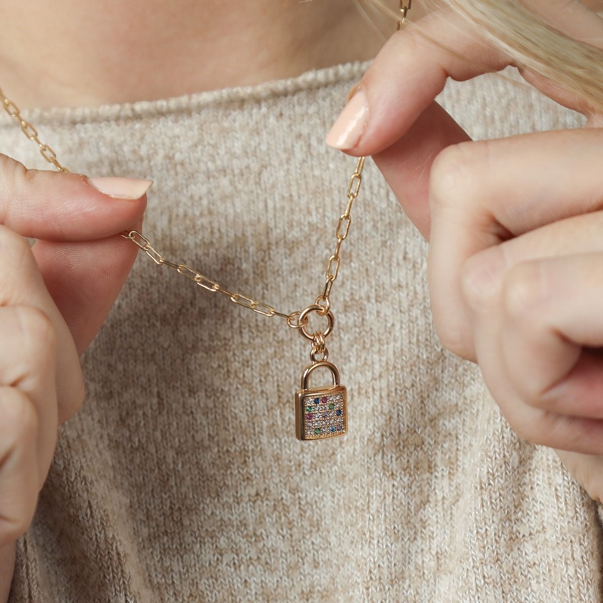 Pave Vibe Padlock Necklace