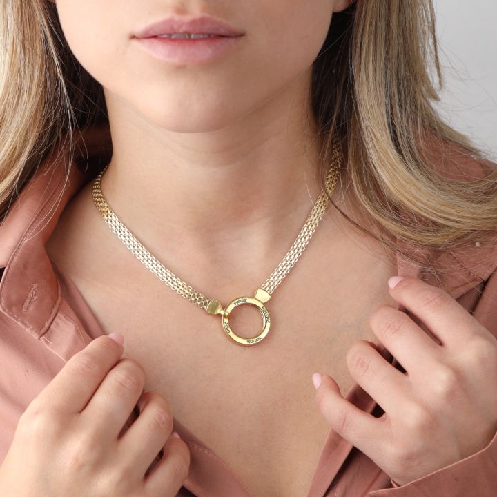 Arya Circle Necklace - Gold Plated Link Chain - Talisa