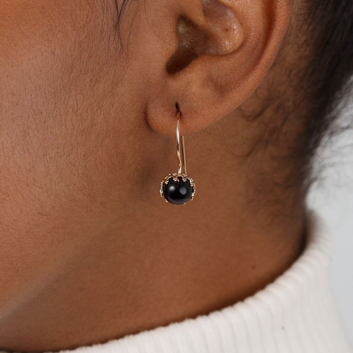 Black Sphere Drop Earrings