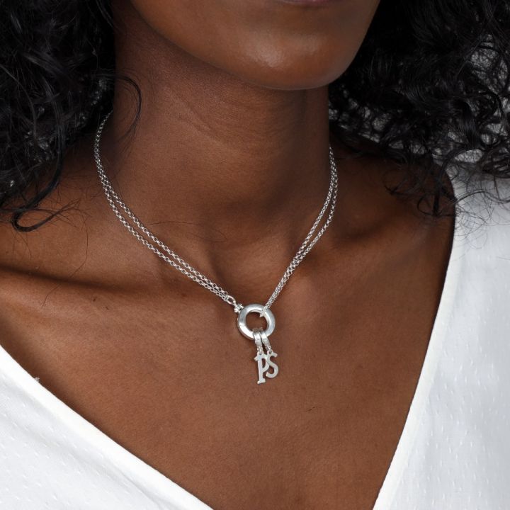 Cara Double Layer Necklace [Sterling Silver] - With Initial Charms