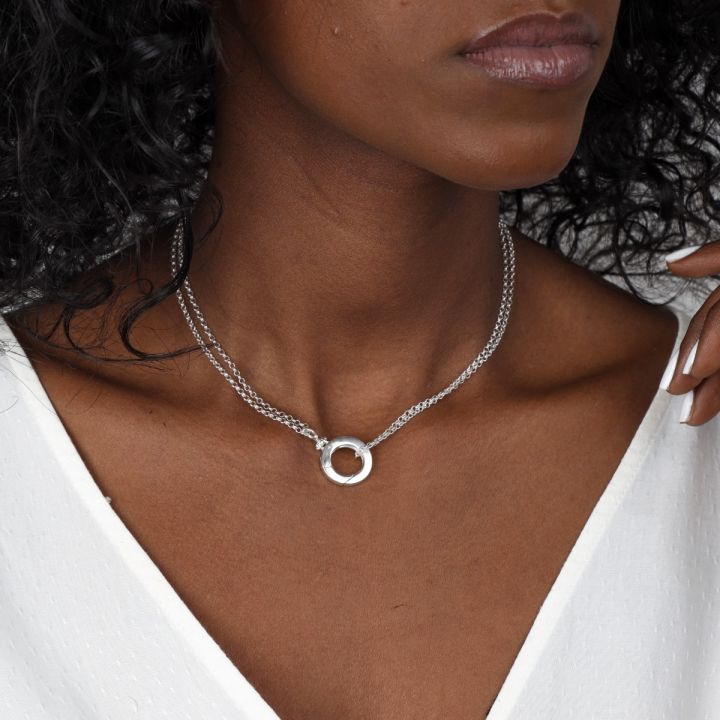 Double layer necklace sterling silver cheap