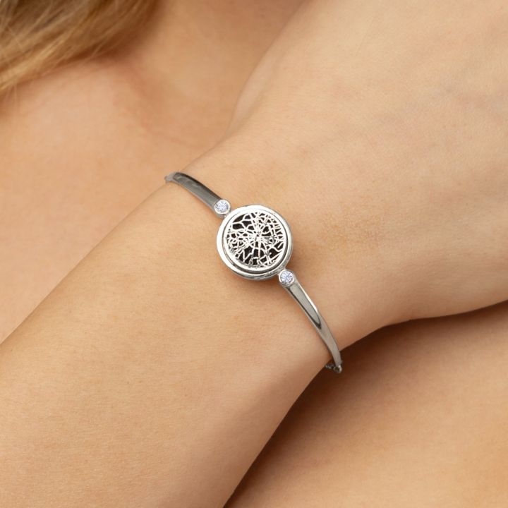 Diamond Spot Silhouette Map Bracelet [Sterling Silver]