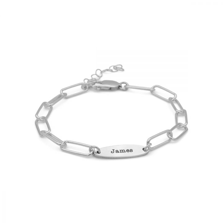 Custom Engraved Monogram Bracelet With Sturdy Paperclip Chain -  Norway