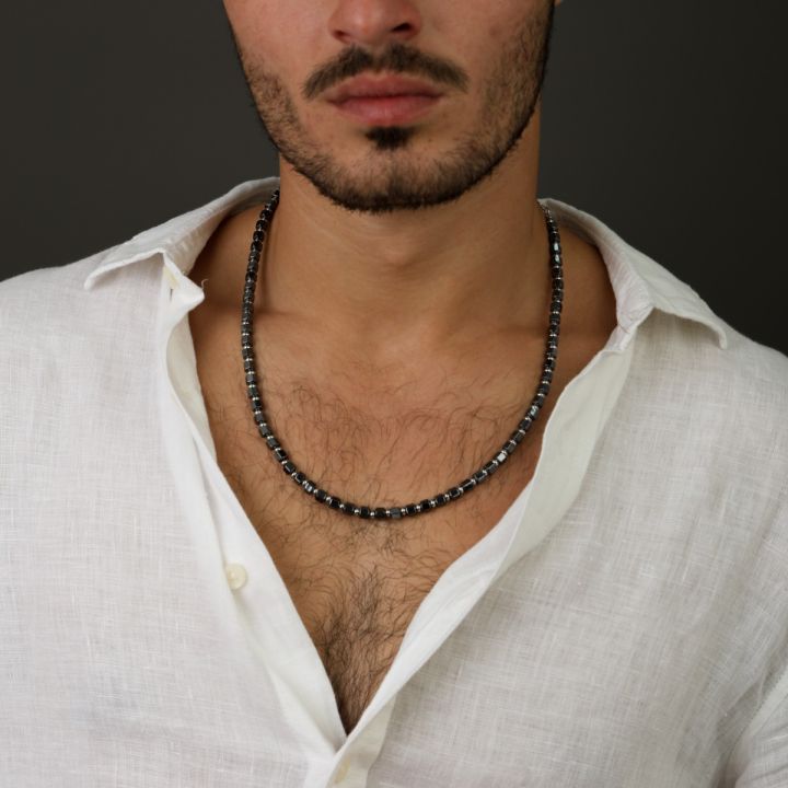 Mens hematite necklace shop