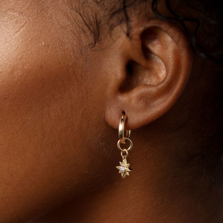 Star Hoop Earrings [white crystals]