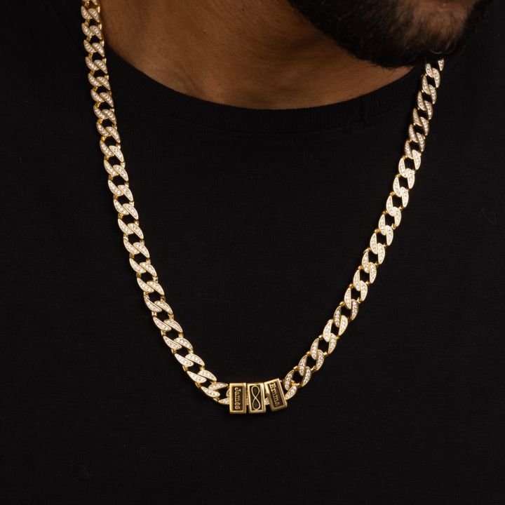 Iced Cuban Link Chain With Infinity Charm - 18K Gold Plated
