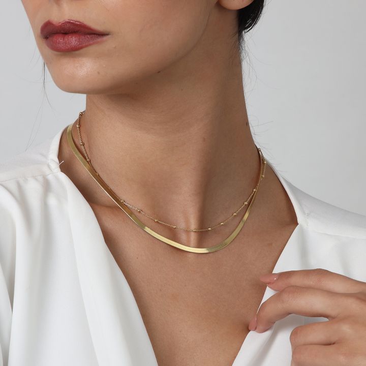 Herringbone Chain Necklace • Herringbone Choker Necklace 18K Gold Vermeil • Gift for Her • Must Have Layering Necklace Gold Sieraden Kettingen Kettingen Pre Order 