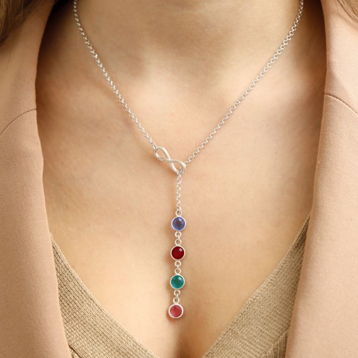 Shining Stars Infinity Birthstone Necklace [Sterling Silver]