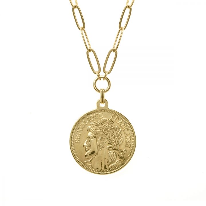 Vintage coin necklace gold on sale