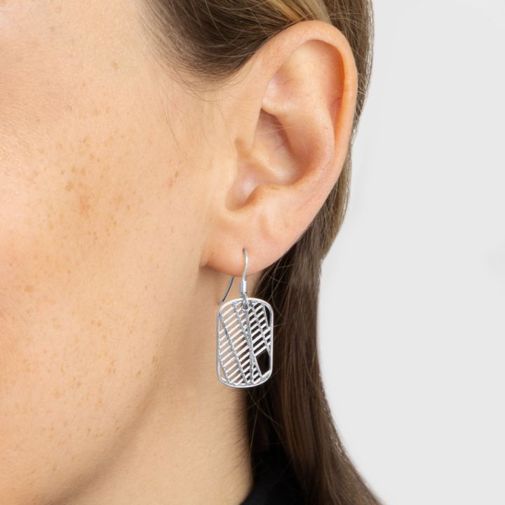 Map Tag Earrings [Sterling Silver]