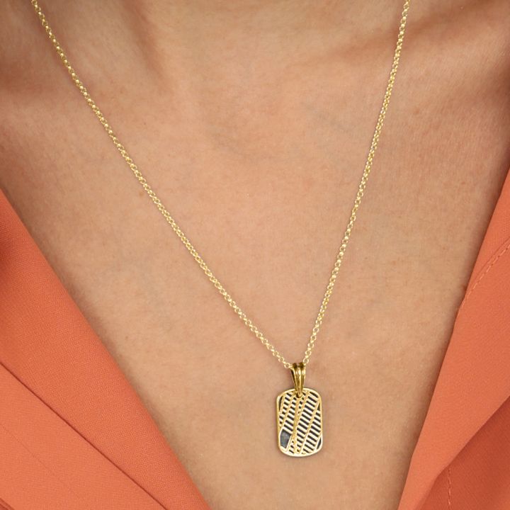 Small Map Tag Silhouette Necklace [18K Gold Plated]