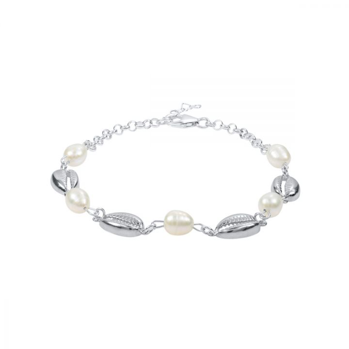 Ocean Spirit Pearl Bracelet - 4 Shells [Sterling Silver]