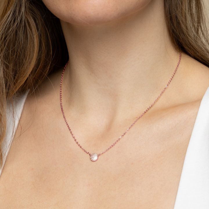 Pavé Circle Necklace With Crystals [Rose Gold Plated]