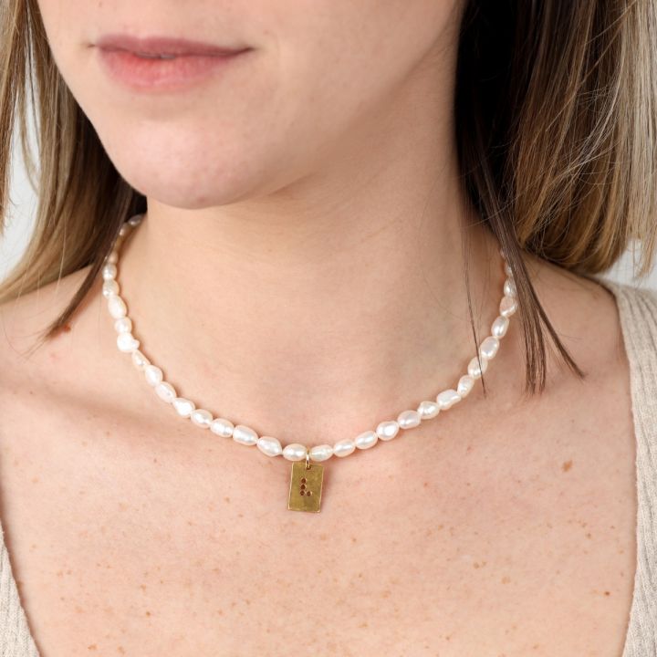 Pearl Grace Braille Initial Necklace