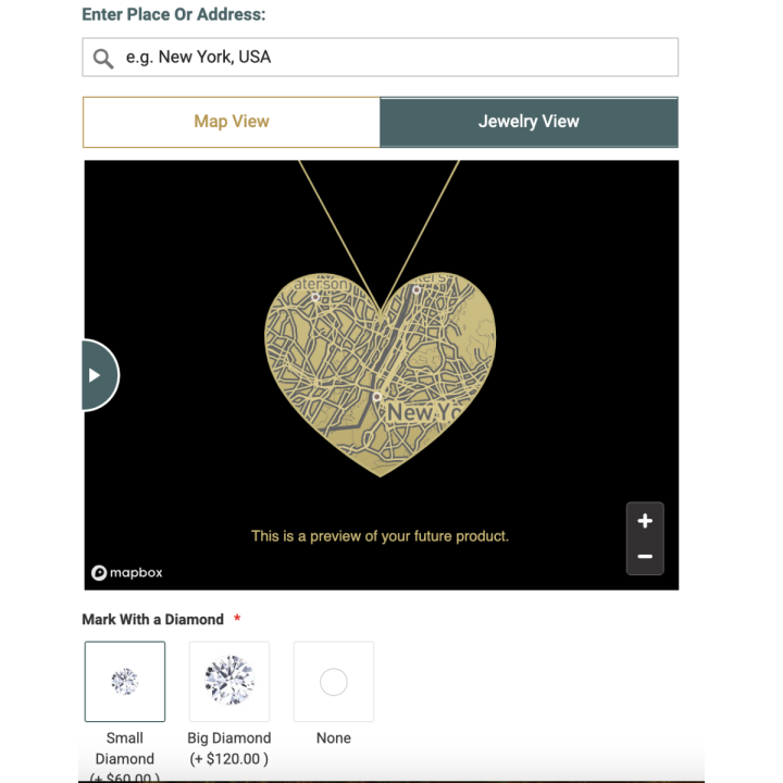 Engraved Heart Map Necklace [18K Gold Vermeil]