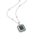 Touch of Nature Malachite Necklace - Black Crystals [Sterling Silver]