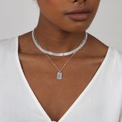 Classic Tag and Herringbone Initial Necklace Set [Sterling Silver]