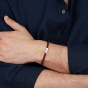 Engraved Bar Bracelet for Men - red string